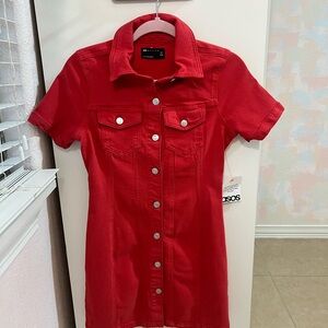 ASOS Bright Red Button-Down Mini Dress